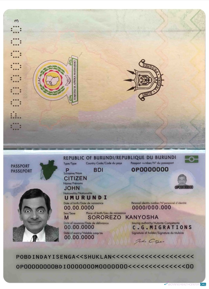 Download Burundi passport (2019 – present) Photoshop template